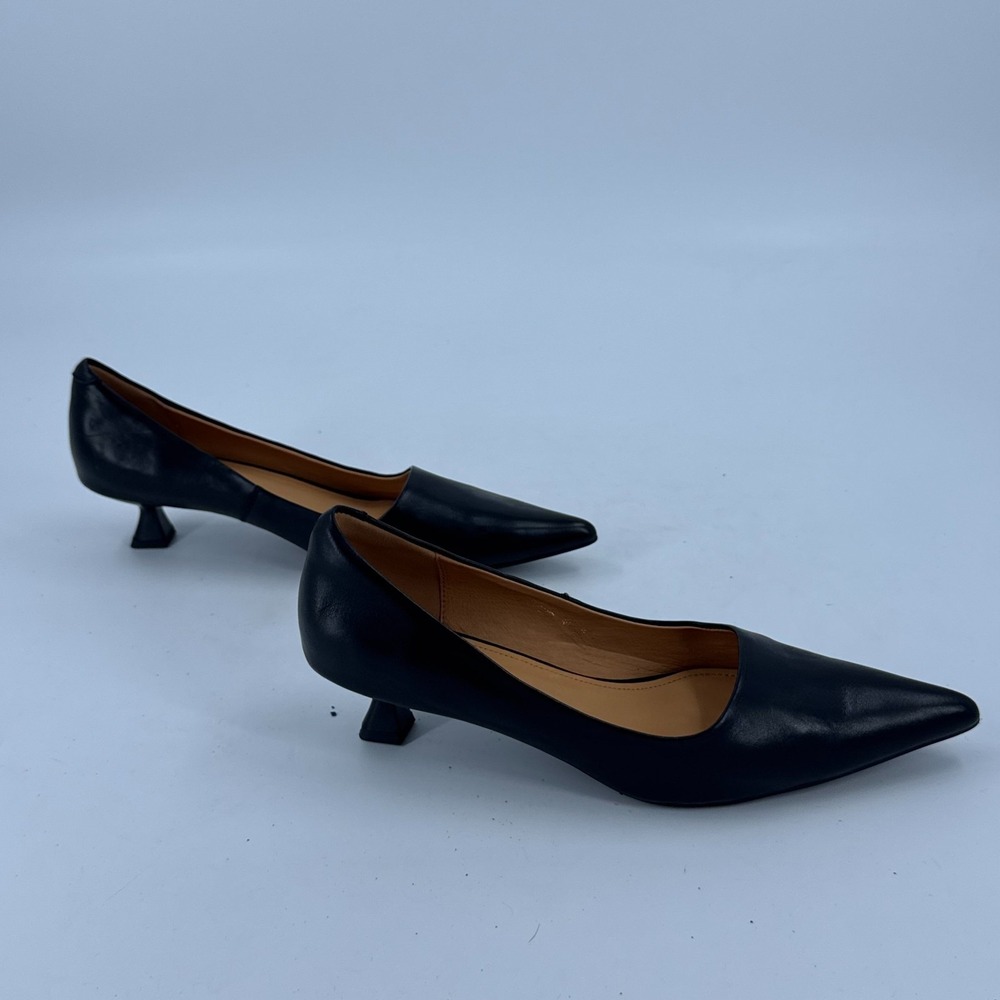 Handmade Pump Heels 6 Womens Black Pointed Toe Comfort Formal Partywear Slip On